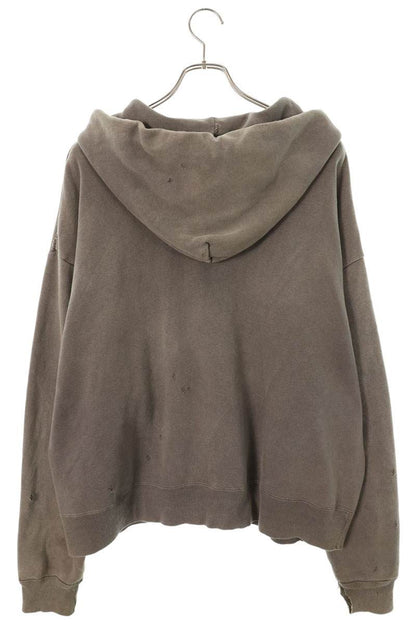 SAINT MICHAEL Distressed Zip-Up Hoodie Gray Size L