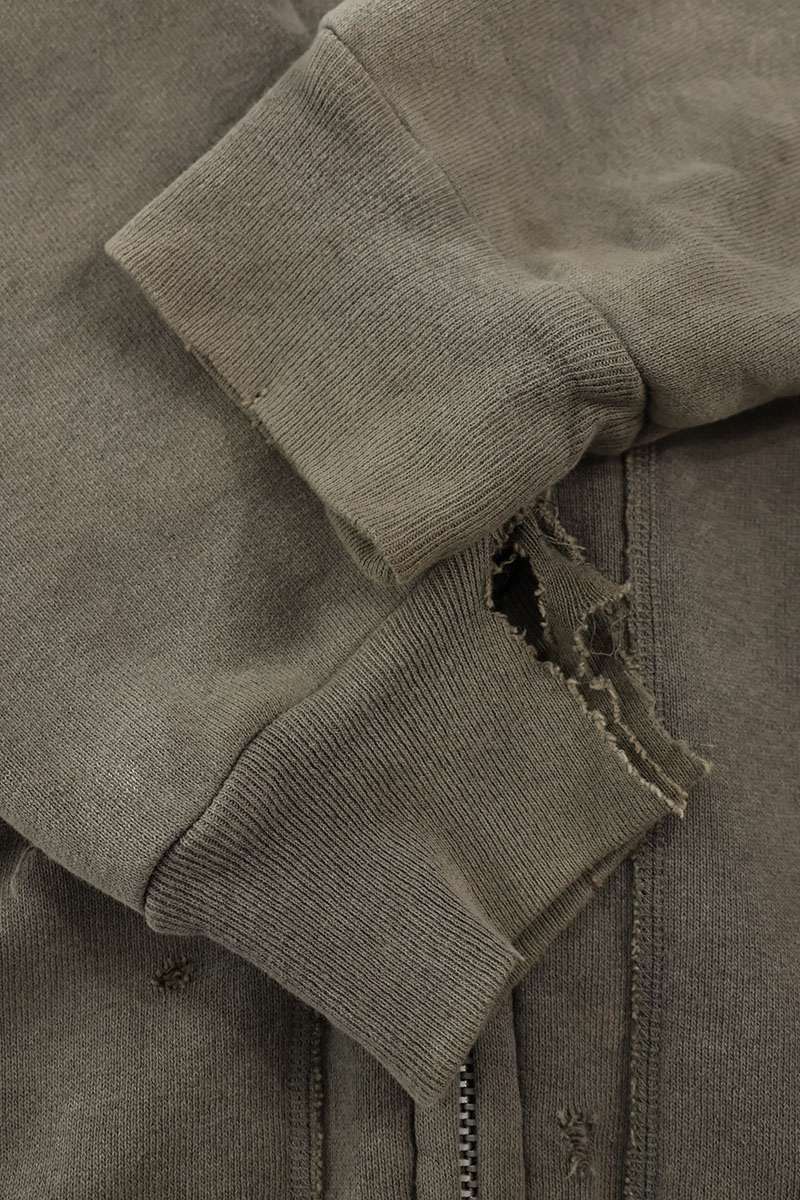 SAINT MICHAEL Distressed Zip-Up Hoodie Gray Size L