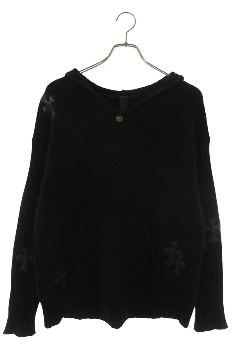 Chrome Hearts Cashmere Leather Patch Hoodie Black Size M