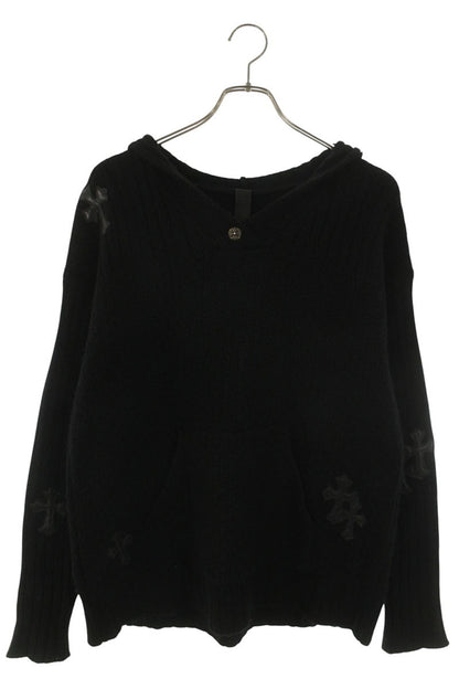 Chrome Hearts Cashmere Leather Patch Hoodie Black Size M