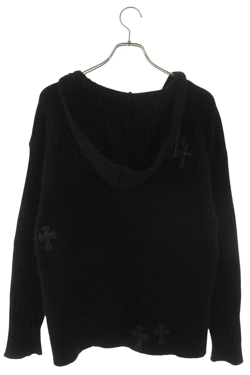 Chrome Hearts Cashmere Leather Patch Hoodie Black Size M