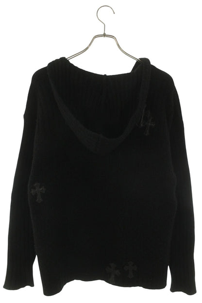 Chrome Hearts Cashmere Leather Patch Hoodie Black Size M