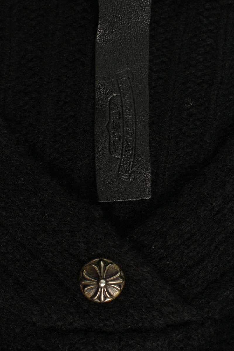 Chrome Hearts Cashmere Leather Patch Hoodie Black Size M