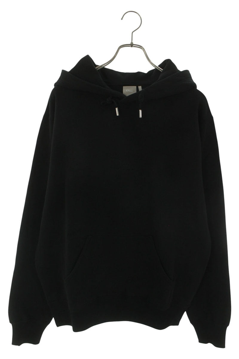 DIOR 26SS Logo Embroidered Pullover Hoodie Black Size M