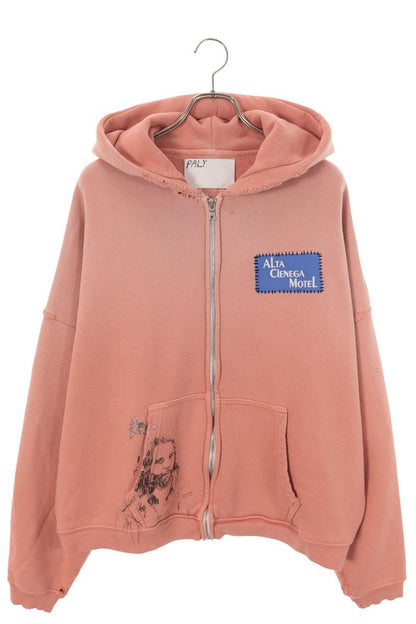 Paly Hollywood 26SS Patched Zip Cotton Hoodie Pink Size M