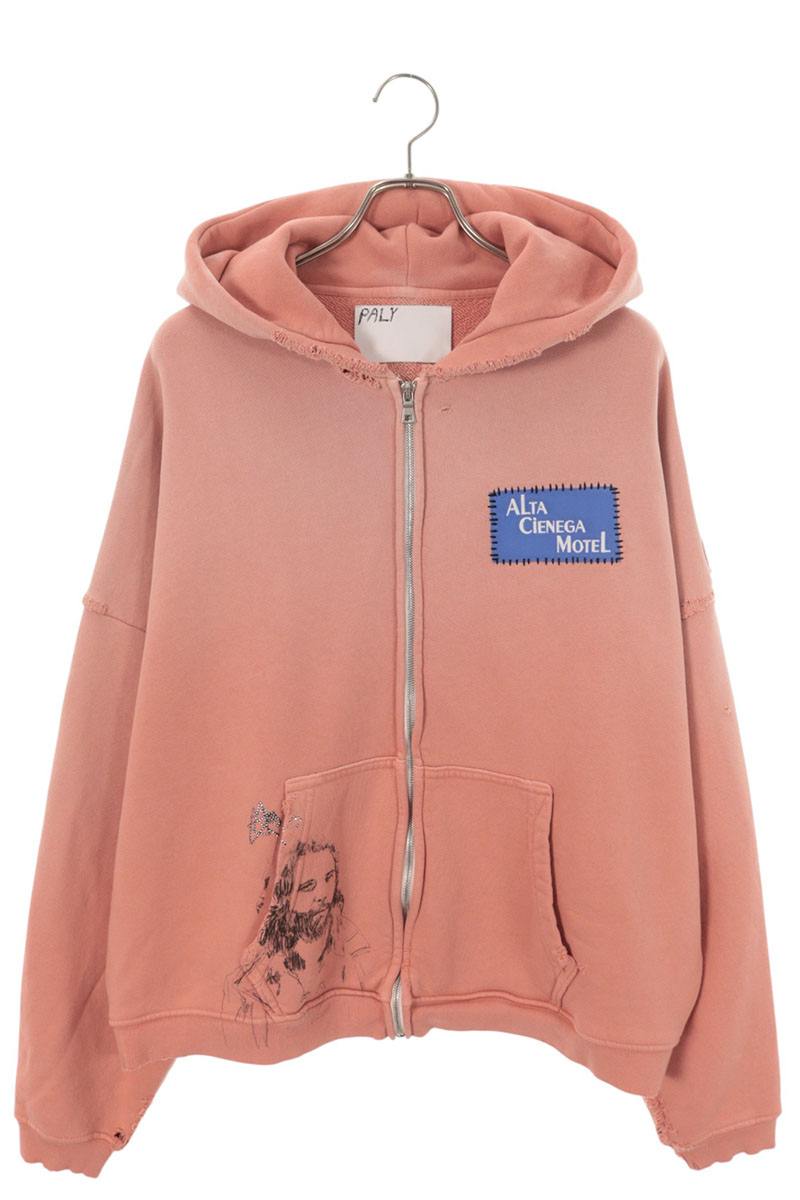 Paly Hollywood 26SS Patched Zip Cotton Hoodie Pink Size XL