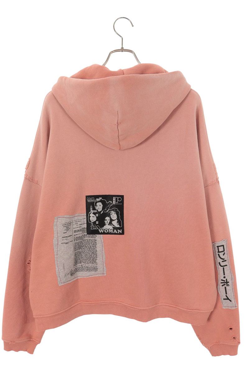 Paly Hollywood 26SS Patched Zip Cotton Hoodie Pink Size XL