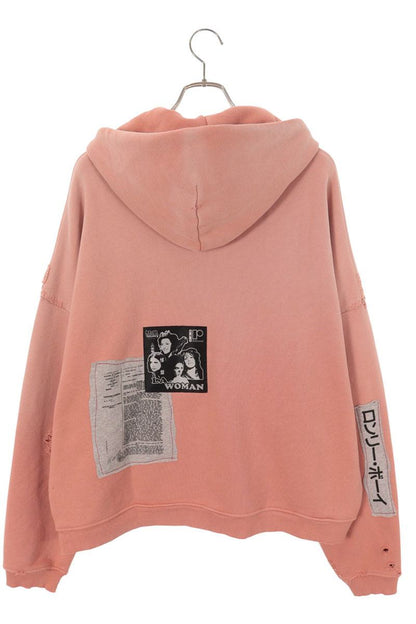 Paly Hollywood 26SS Patched Zip Cotton Hoodie Pink Size XL