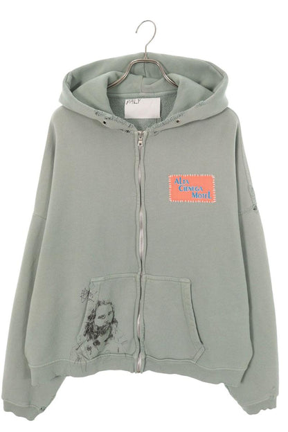 Paly Hollywood 26SS Photo Print Zip Hoodie Green Size XL