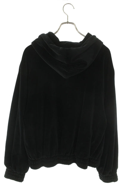 CELINE 26SS Velvet Zip-Up Hoodie Black Size L