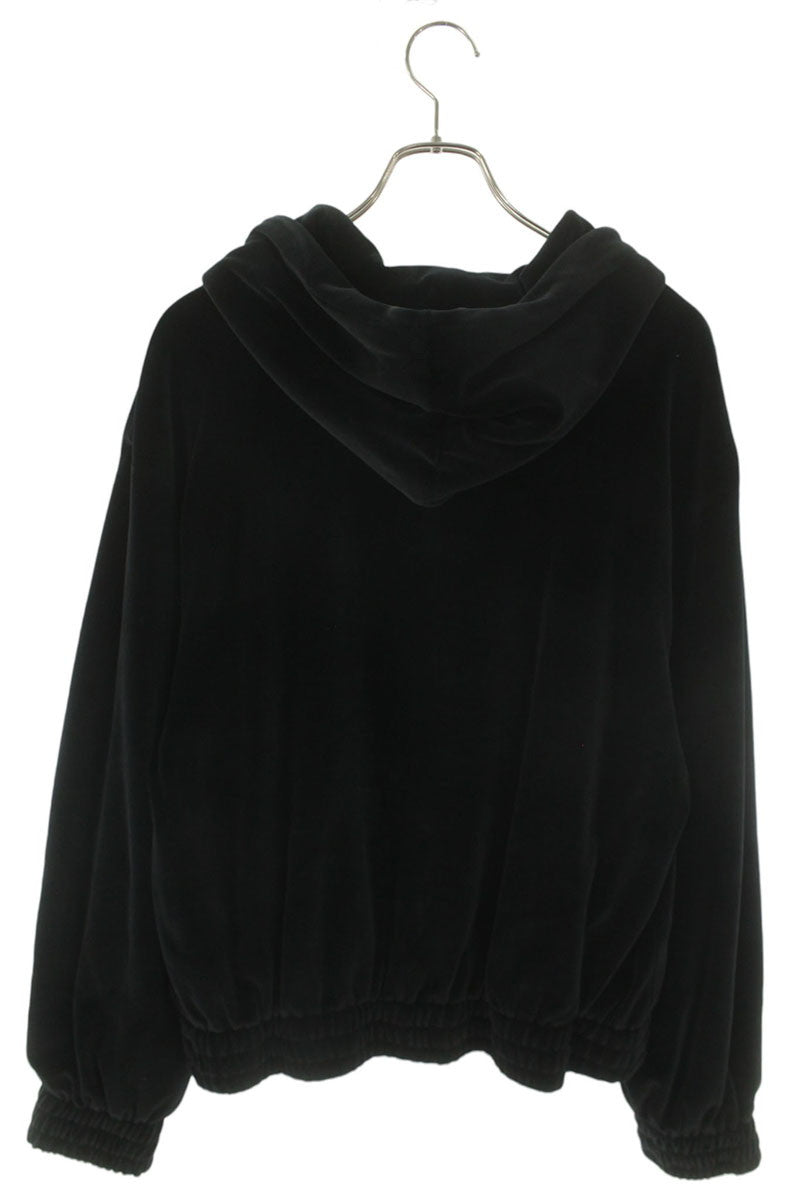 CELINE 26SS Velvet Zip-Up Hoodie Black Size XL