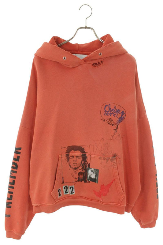 Paly Hollywood 26SS Paint Distressed Hoodie Red Size M