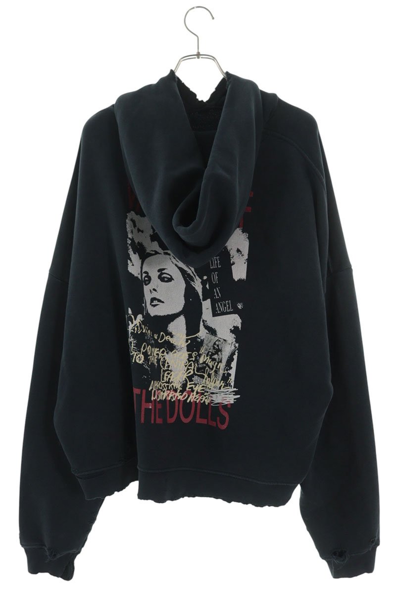 Paly Hollywood Distressed Rhinestone Graphic Hoodie Size M