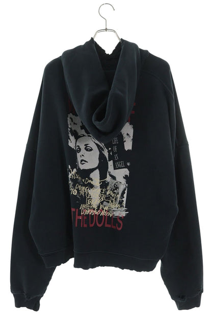 Paly Hollywood Distressed Rhinestone Graphic Hoodie Size M
