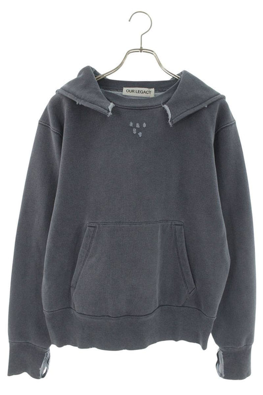 OUR LEGACY Relic Distressed Cotton Hoodie Navy Size 46