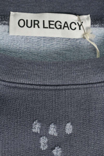 OUR LEGACY Relic Distressed Cotton Hoodie Navy Size 46