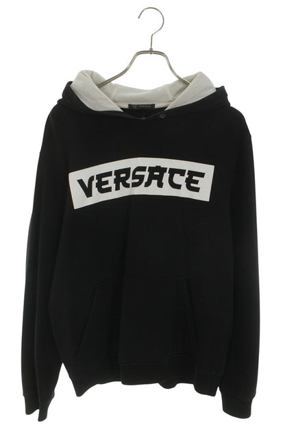 Versace Front Logo Cotton Hoodie Black Size XL
