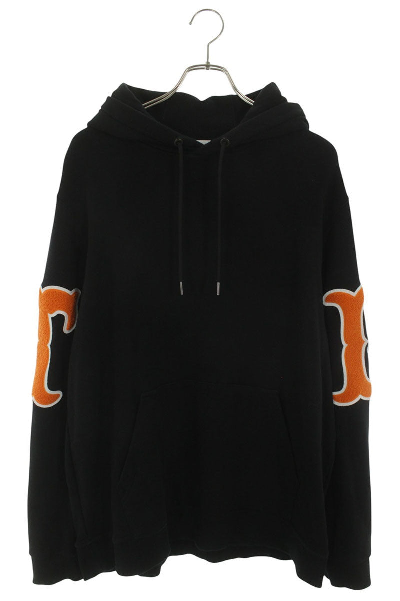 Burberry Letter Graphic Cotton Hoodie Black Size XL