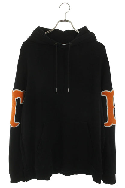 Burberry Letter Graphic Cotton Hoodie Black Size XL