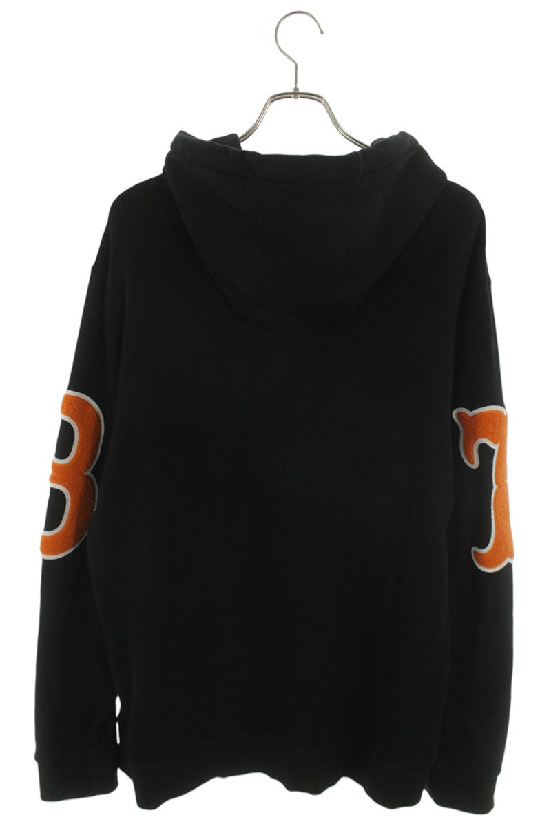 Burberry Letter Graphic Cotton Hoodie Black Size XL