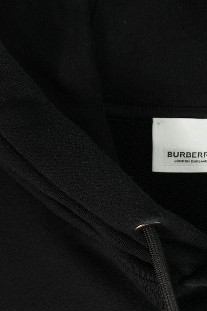 Burberry Letter Graphic Cotton Hoodie Black Size XL