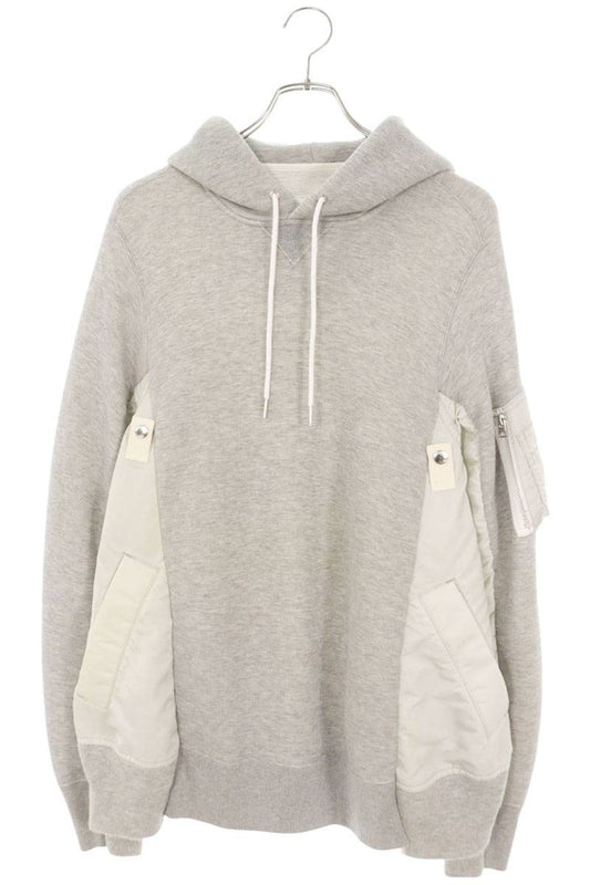 Sacai Sponge Sweat MA-1 Nylon Panel Hoodie Grey Size 3