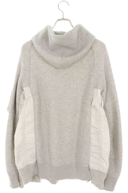 Sacai Sponge Sweat MA-1 Nylon Panel Hoodie Grey Size 3