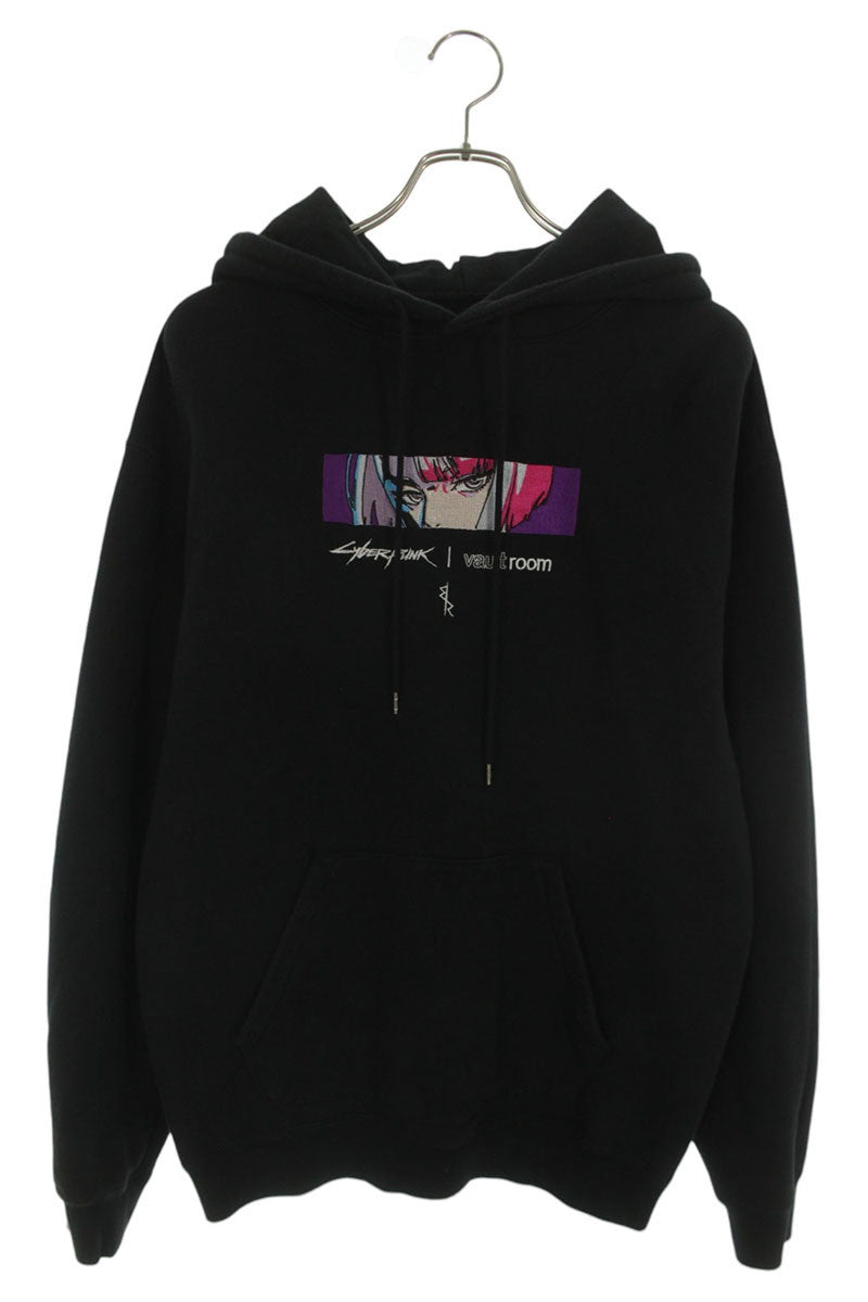 vault room Character Embroidery Hoodie Black Pink Size M