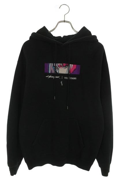 vault room Character Embroidery Hoodie Black Pink Size M