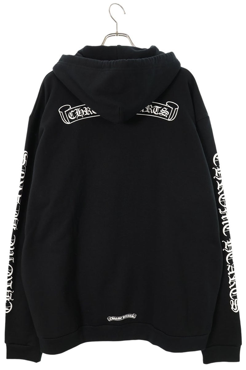 Chrome Hearts Sleeve Logo Scroll Print Hoodie Black Size XXL