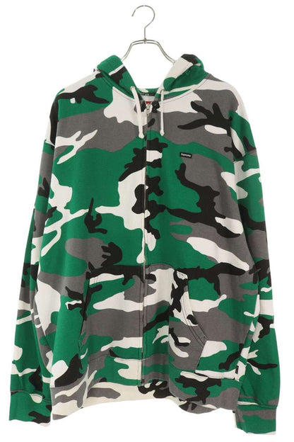 SUPREME 25AW Small Box Camo Zip Hoodie Green Size XL