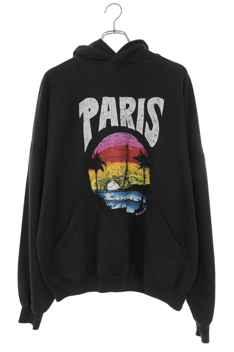 BALENCIAGA 24SS Tropical Logo Hoodie Black Size 1