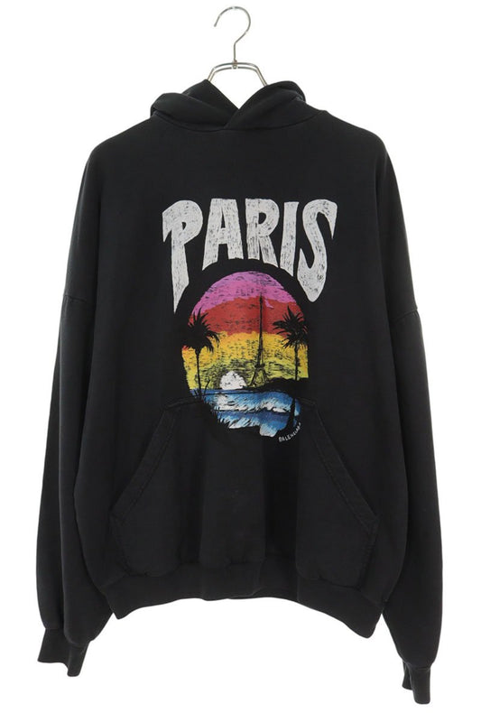 BALENCIAGA 24SS Tropical Logo Hoodie Black Size 1