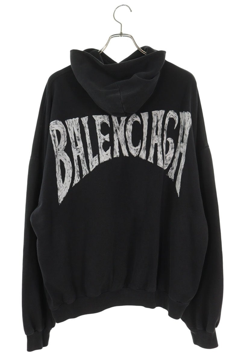 BALENCIAGA 24SS Tropical Logo Hoodie Black Size 1