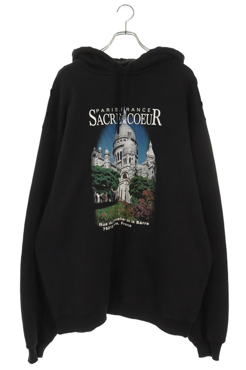 BALENCIAGA 21SS Sacre Coeur Print Hoodie Black Size M
