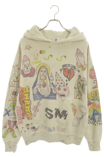 SAINT MICHAEL 21SS Graphic Distressed Hoodie Off Size M