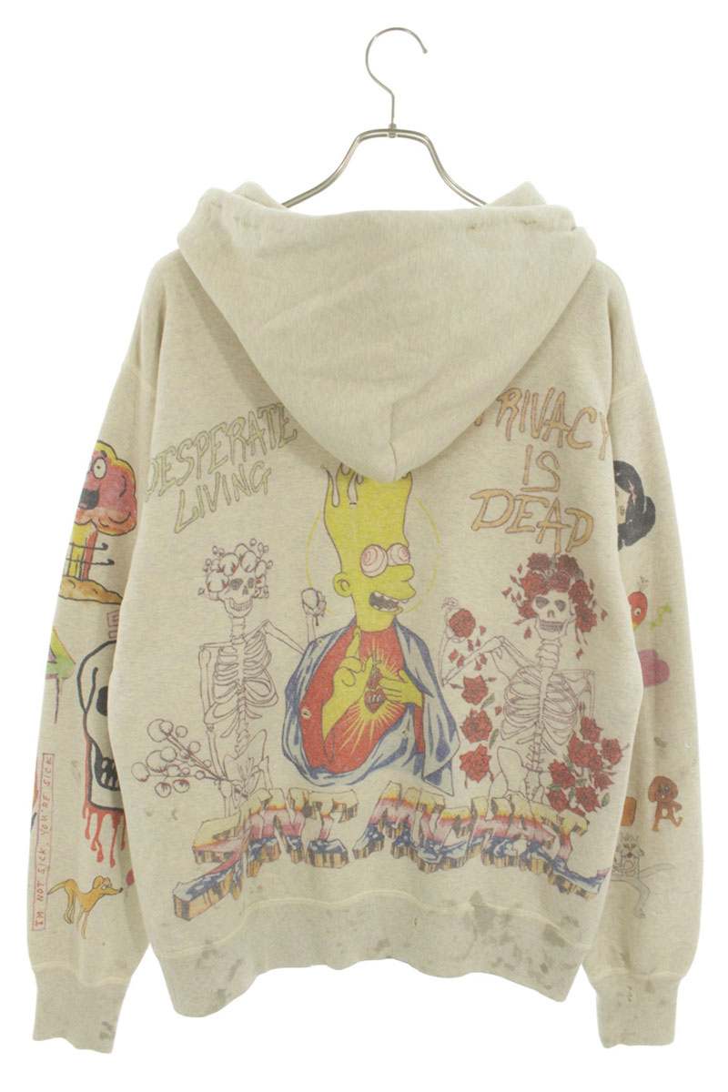 SAINT MICHAEL 21SS Graphic Distressed Hoodie Off Size M