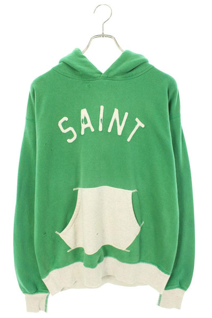 SAINT MICHAEL 22SS Felt Logo Cotton Hoodie Green Size M
