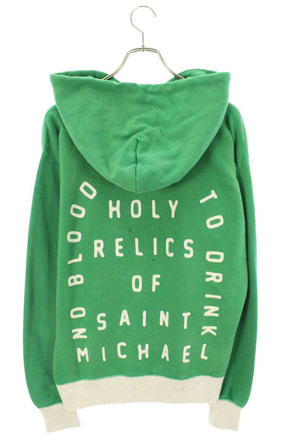 SAINT MICHAEL 22SS Felt Logo Cotton Hoodie Green Size M