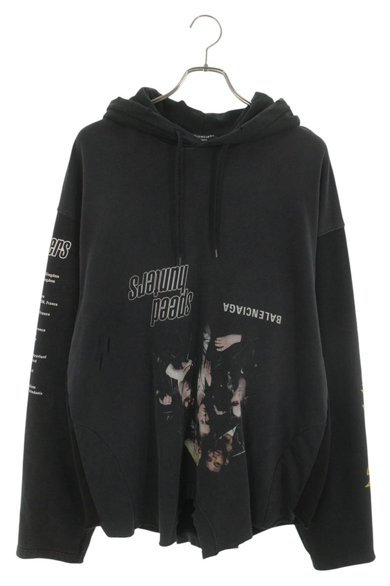 BALENCIAGA Damaged Speedhunters Hoodie Black Size 2