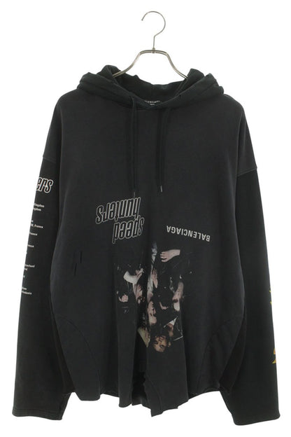 BALENCIAGA Damaged Speedhunters Hoodie Black Size 2