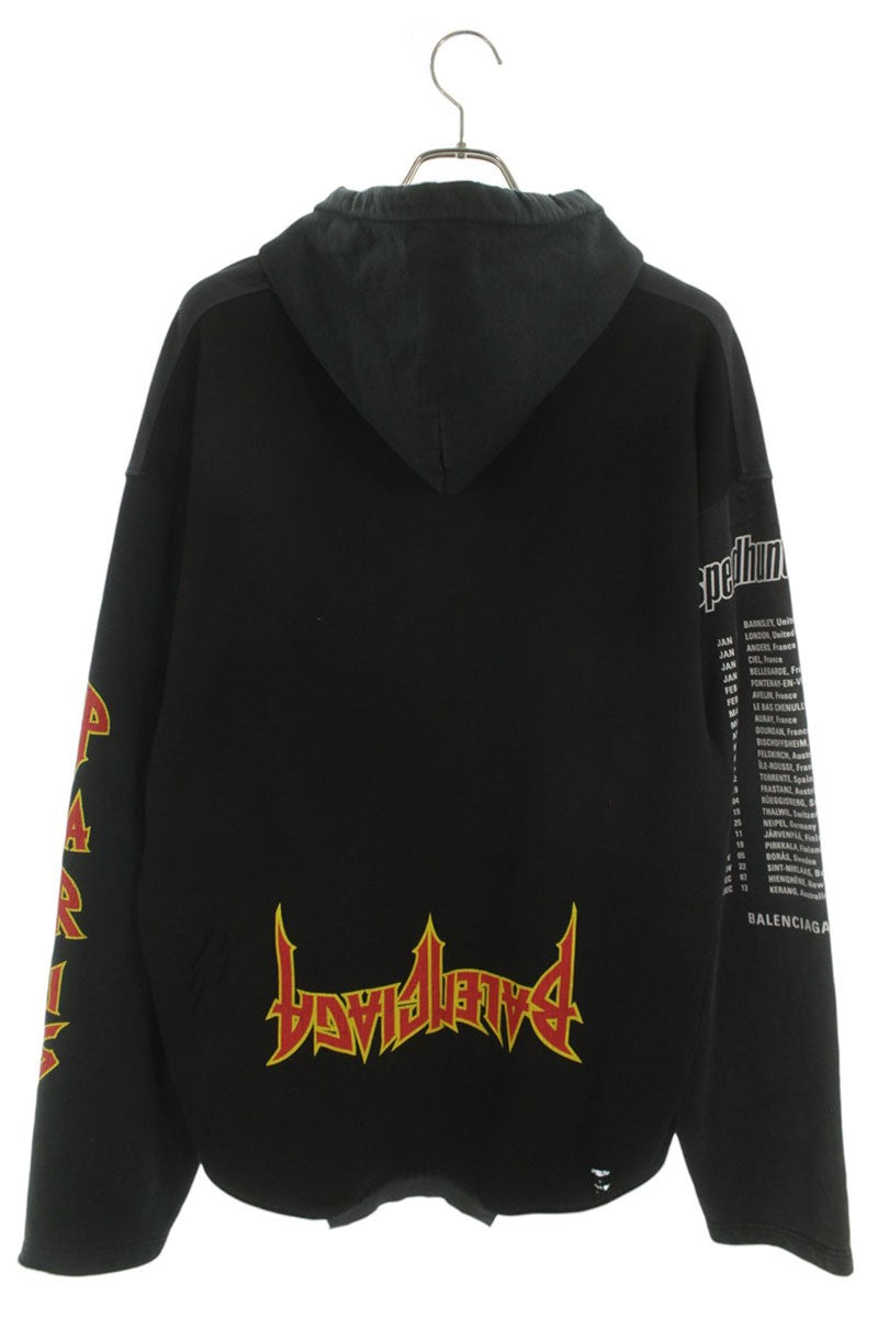 BALENCIAGA Damaged Speedhunters Hoodie Black Size 2
