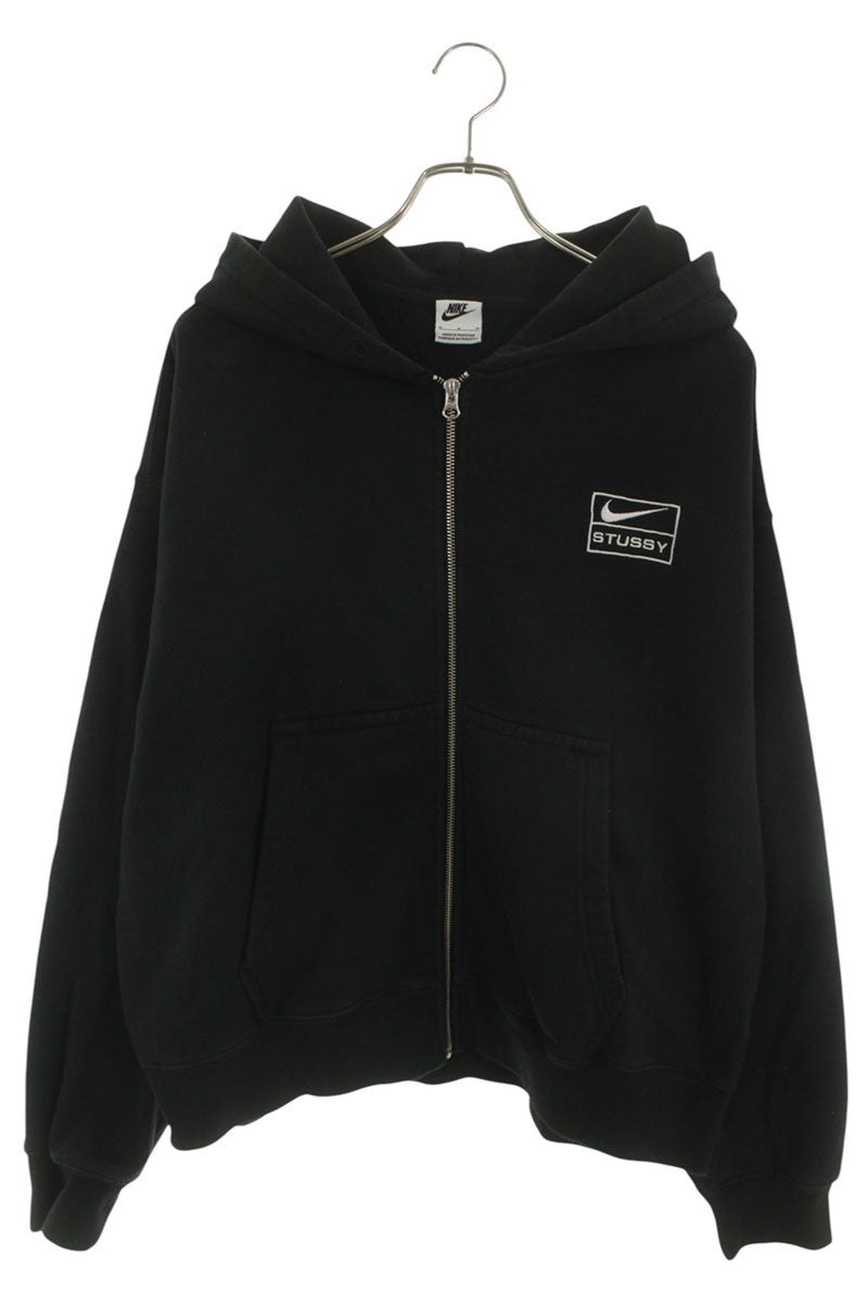NIKE x STUSSY Logo Zip-Up Hoodie Black Size M