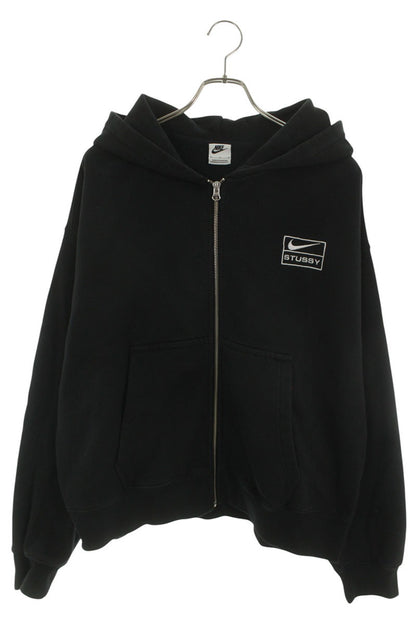 NIKE x STUSSY Logo Zip-Up Hoodie Black Size M