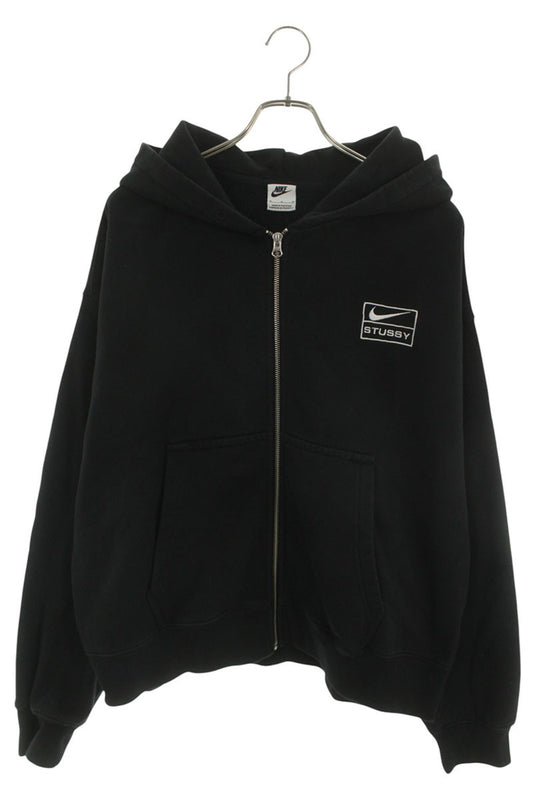 NIKE x STUSSY Logo Zip-Up Hoodie Black Size M