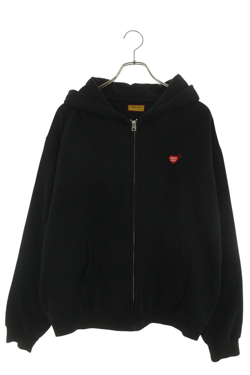 HUMAN MADE Logo Embroidered Zip-Up Hoodie Black Size L
