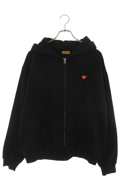 HUMAN MADE Logo Embroidered Zip-Up Hoodie Black Size L