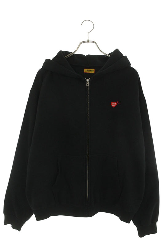 HUMAN MADE Logo Embroidered Zip-Up Hoodie Black Size L