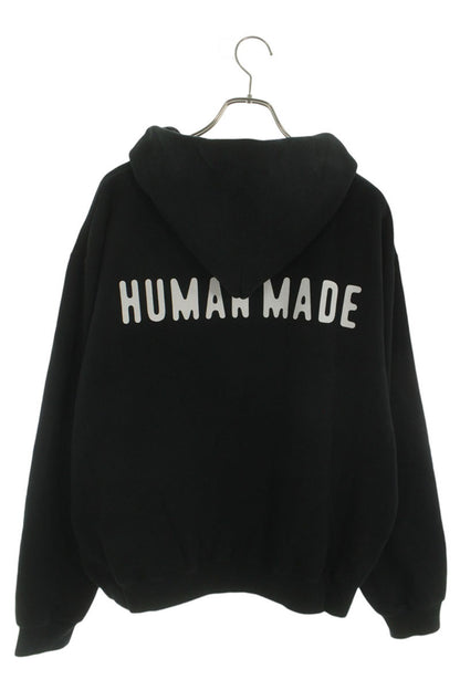 HUMAN MADE Logo Embroidered Zip-Up Hoodie Black Size L