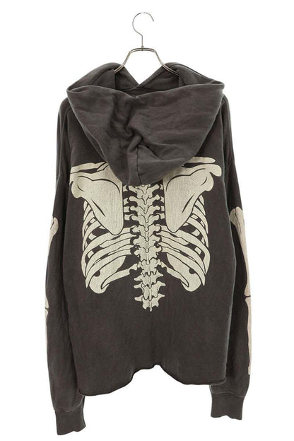 SAINT MICHAEL Bone Print Distressed Hoodie Gray Size XL